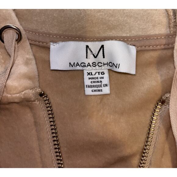 Magaschoni Womens Y2K Velour Creamy Beige Jacket Size XLFull Zip Track Hooded - Picture 3 of 8
